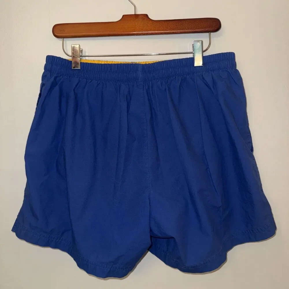 Vintage POLO Ralph Lauren Swim Trunks Men's L Large Blue Yellow Pony Mesh Lined